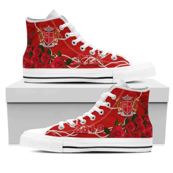 Footwear - Delta Iota Delta Rose Pearls High Top Shoes - Aud Style - Image 2