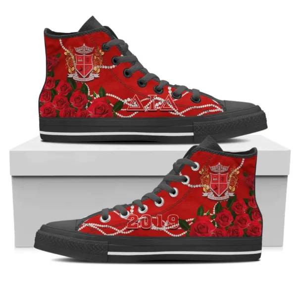 Footwear - Delta Iota Delta Rose Pearls High Top Shoes - Aud Style